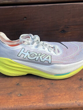 Hoka One One Mach X 2 Running Shoes Size Men's 8.5D White Neon Green Gym